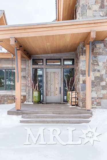 A photo of our “structural sticks” (reclaimed, re-sawn Douglas fir timbers) and corral board siding as featured in this Alpine Greens project.